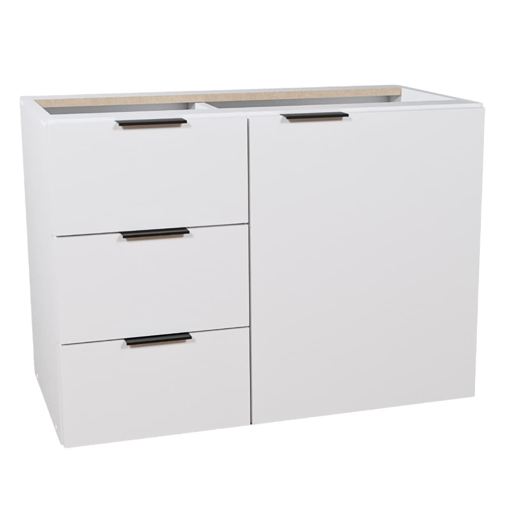 Balcão Aparador 70cm MDF Sem Tampo & Sem Cuba - Gavetas Lado Esquerdo Gabinete Para Banheiro e Multiuso Com Fundo