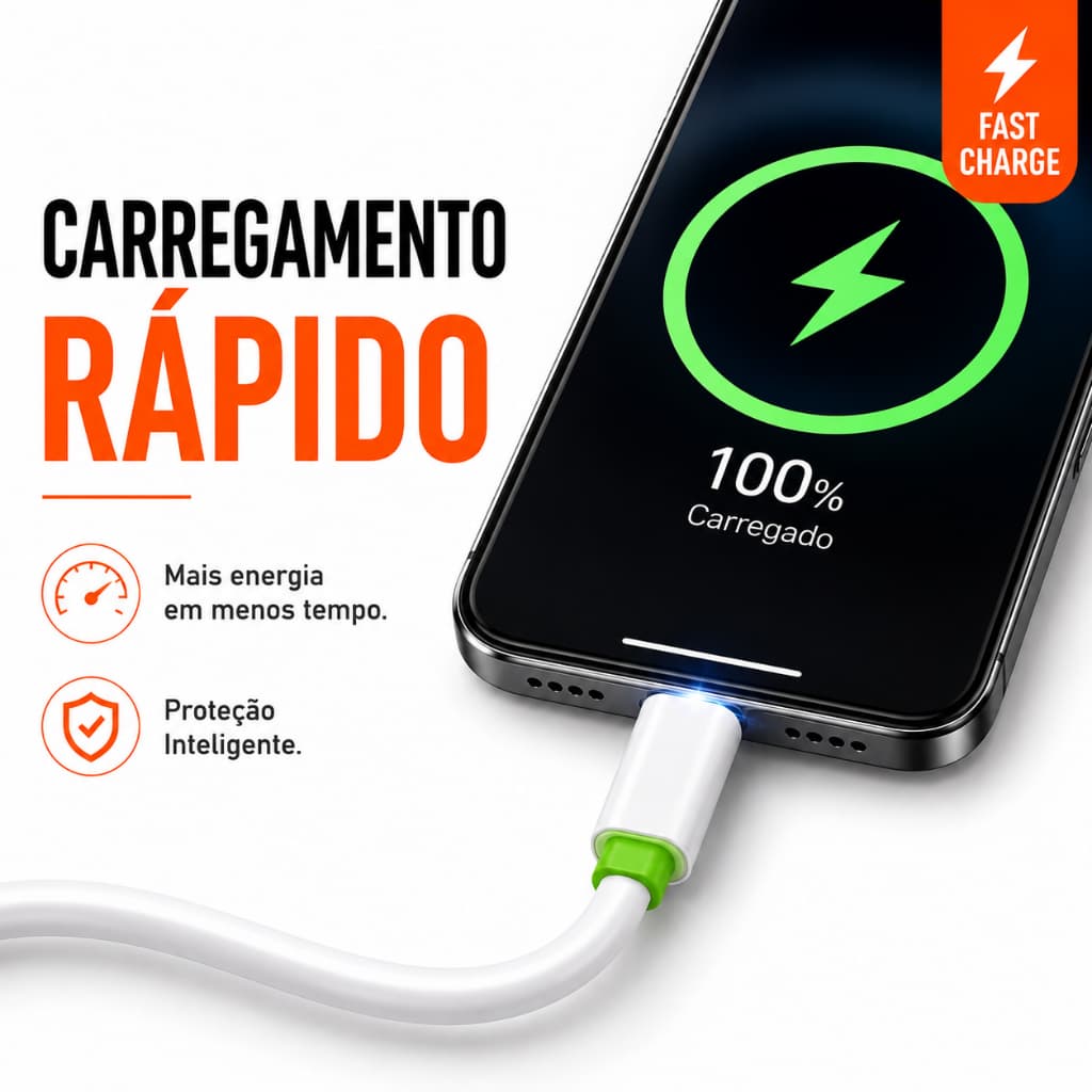 Cabo Usb Lightning iPhone 1m Carregamento Rápido