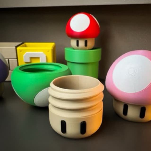 Cogumelo Decorativo Porta Objetos Super Mário 3D Pote Decorativo Funcional