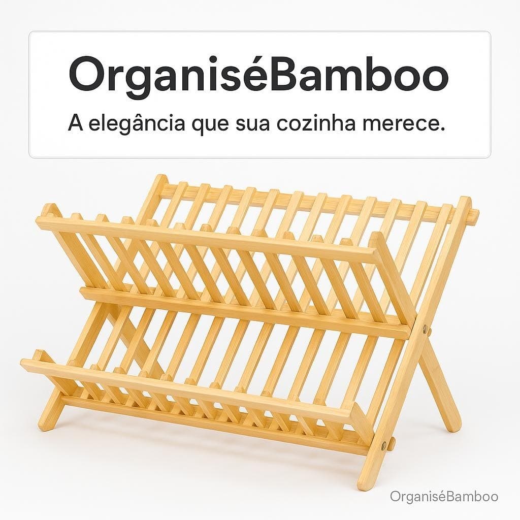 Escorredor de Louças Dobrável Bambu Ecológico 2 Andares Organizador