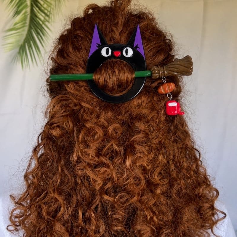 Prendedor de Cabelo Artesanal com Vareta – Hair Stick Decorativo em Cerâmica Fria
