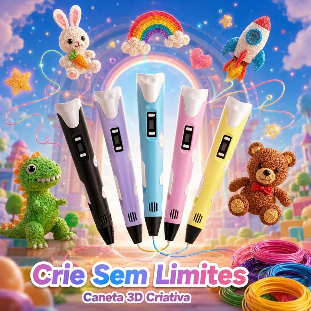 Caneta 3D Impressora Infantil PLA 1,75mm LCD Temperatura Ajustável Desenho 3D DIY Brinquedo Educativo Presente