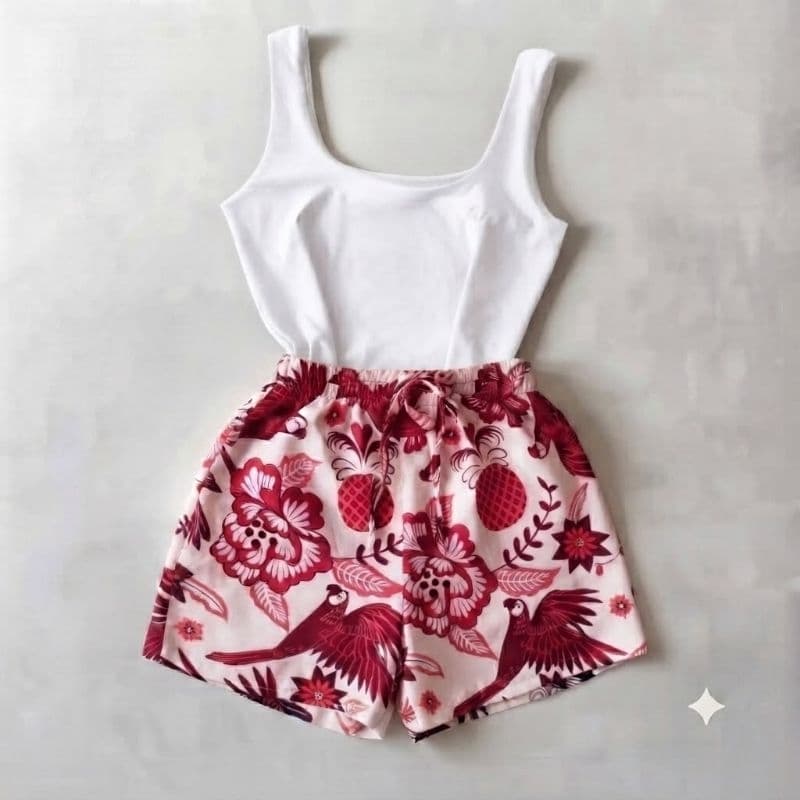SHORTINHO FEMININO SHORT TACTEL CREPINHO SOLTINHO ESTAMPADO VERÃO MODA