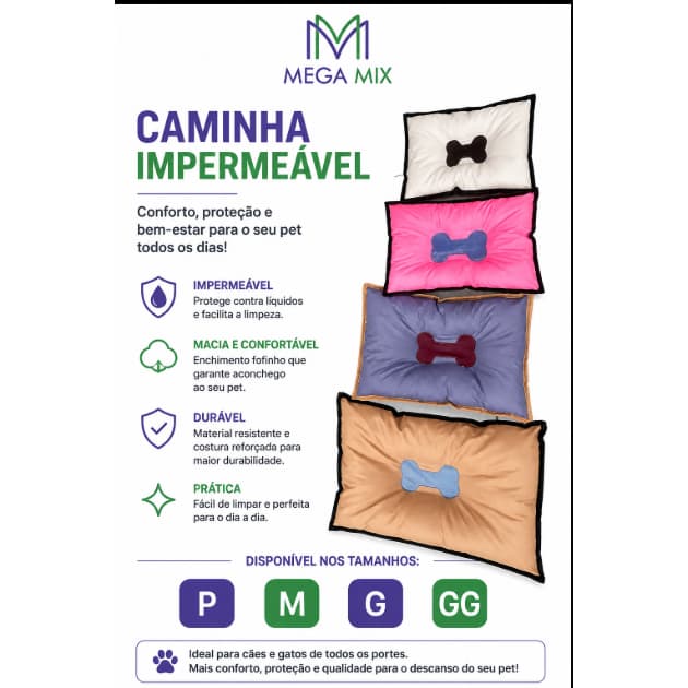 Cama para cachorro   impermeável  Tamanhos P,M,G,GG, cores variadas