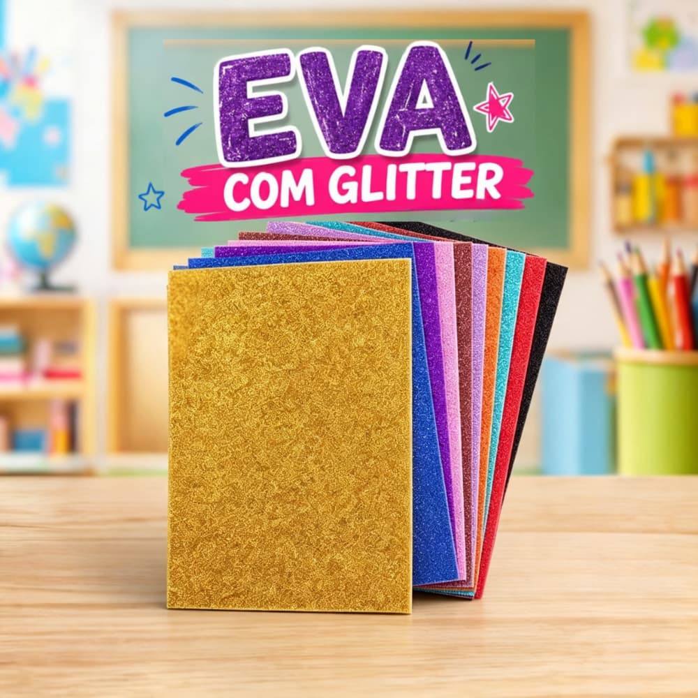 Folha de Eva Glitter 40x48cm Leoarte