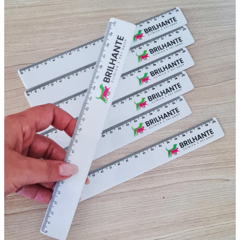 KIT 20/50/100 Régua 20cm Personalizada Régua Plástica com Logo Brinde Régua