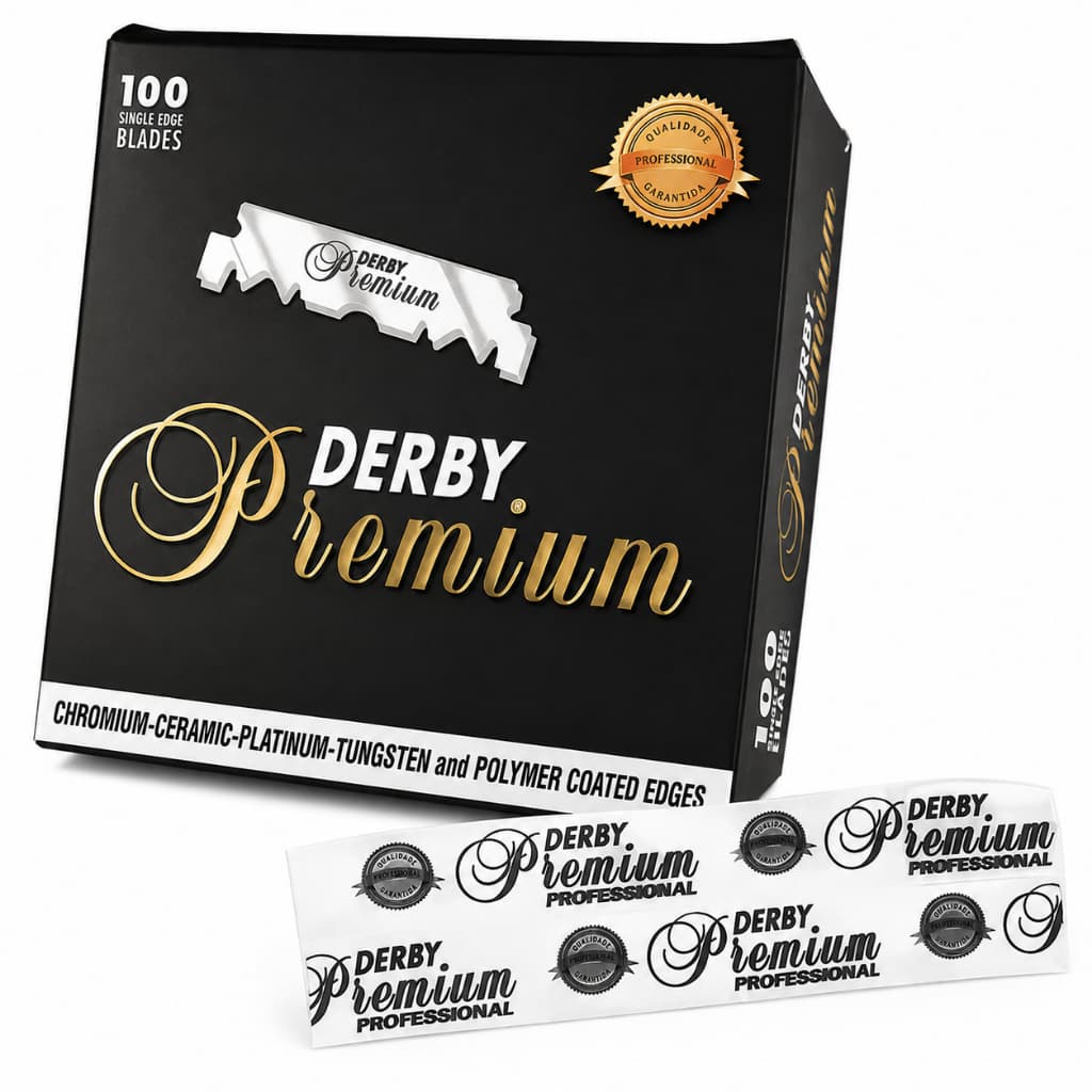 Lamina Para Barbear Derby Premium Cortada Caixa com 100 Unidades
