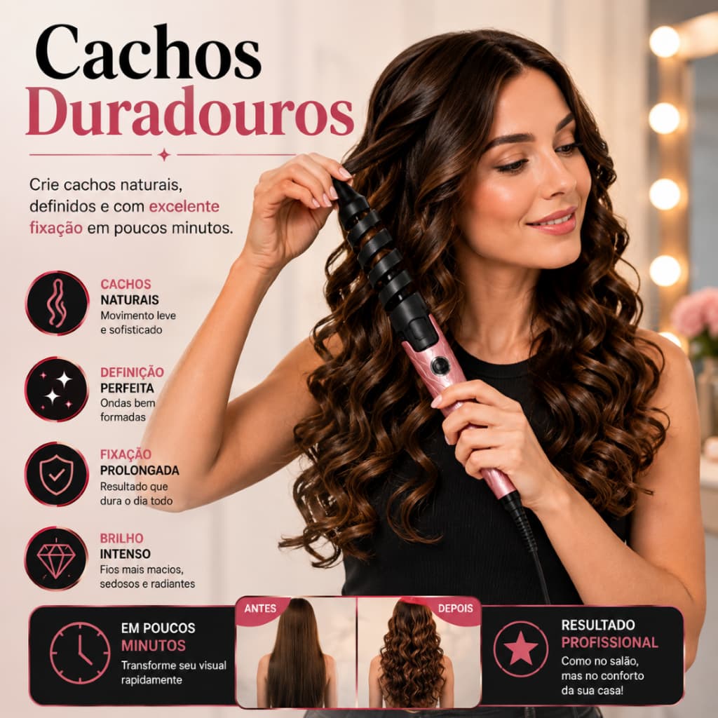 Modelador de Cachos Profissional 30W Bivolt Automático Cachos Perfeitos