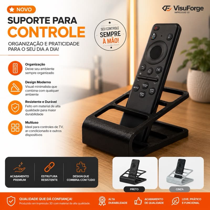 Suporte para Controle Remoto | Porta Controle de Mesa | Organizador de Controle de TV | Impressão 3D