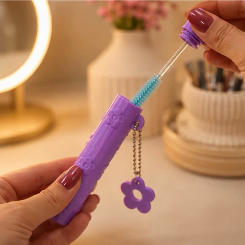 Porta Escova para Cílios com Chaveiro | Estojo Protetor para Escovinha
