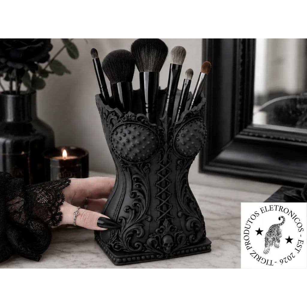 Organizador de Mesa Gótico Corset em PLA Premium – Porta Canetas e Pinceis Decorativo Gótico Para Mesa