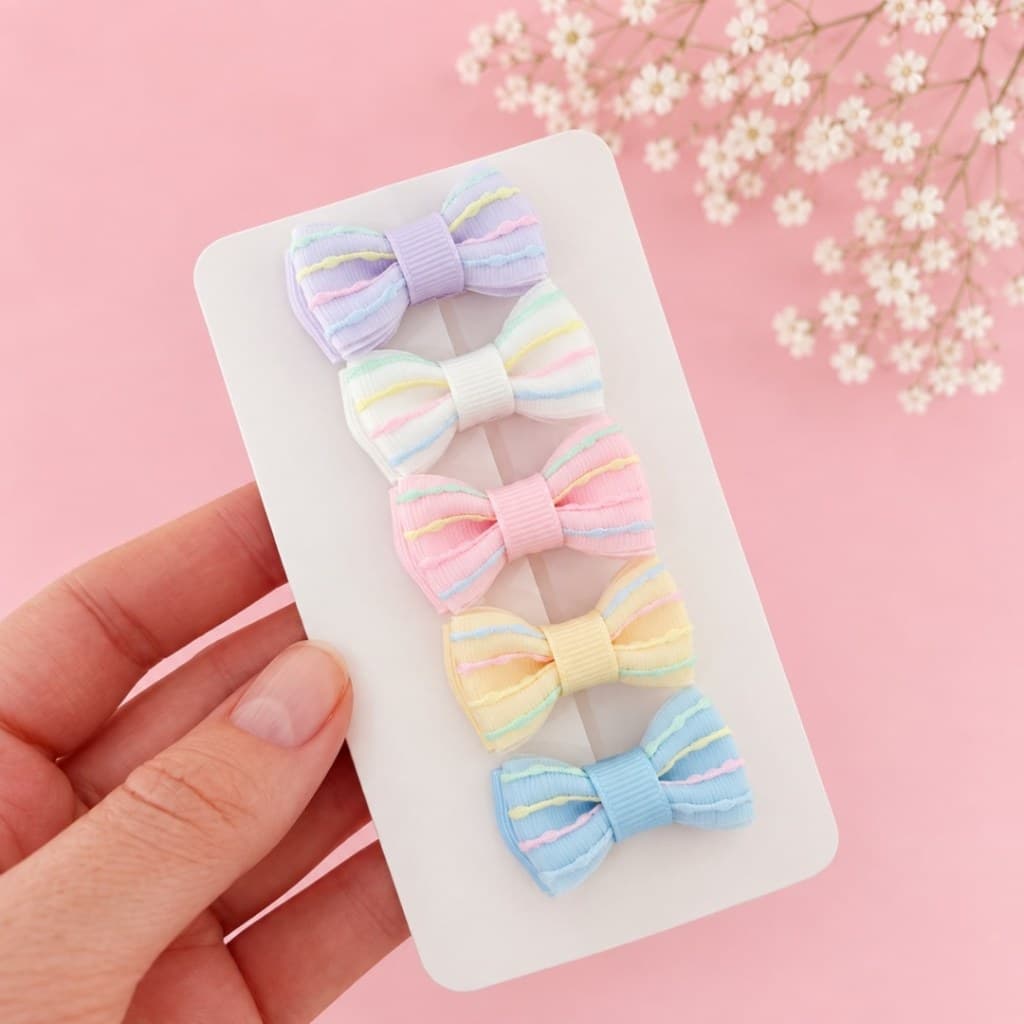 Kit Mini Laço de Cabelo infantil, kit mini laço bebe na presilha mini lacinho candy color