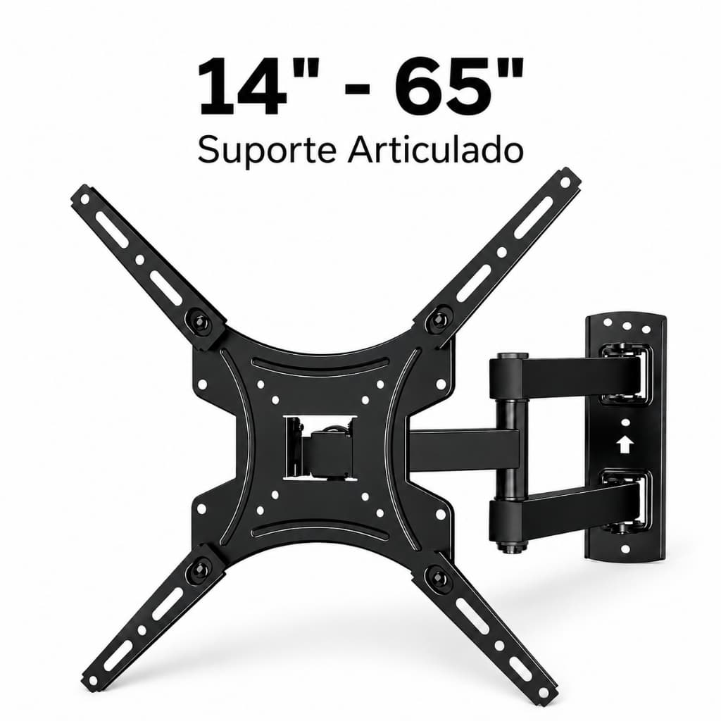 Suporte Tri Articulado De Parede P/ Tvs 14' A 65 'Multiarticulado Reforçado Para Tv/monitor Maxmulti Capacidade 36.5KG