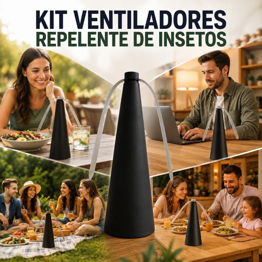 KIT Ventiladores Repelente De Insetos Espanta Moscas E Mosquitos Para Mesa 25cm