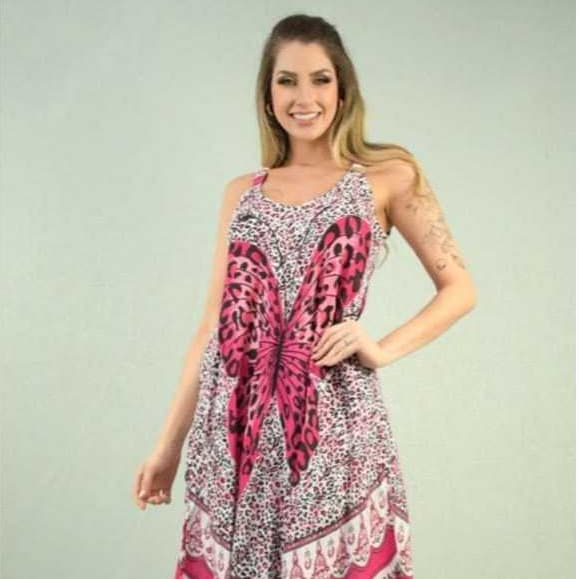 Vestido Longo De Alcinha Com Bolso Lateral Em Viscose Alta Qualidade