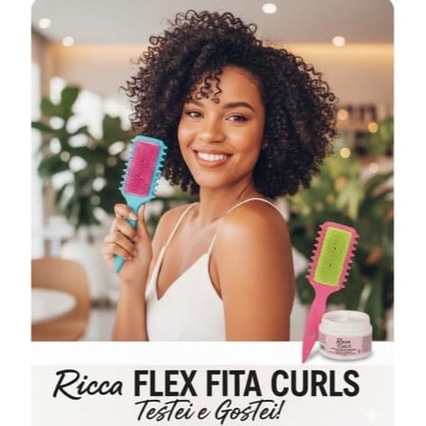 Escova para Cabelos Cacheados Ricca Flex com Fitas Laterais para Definição