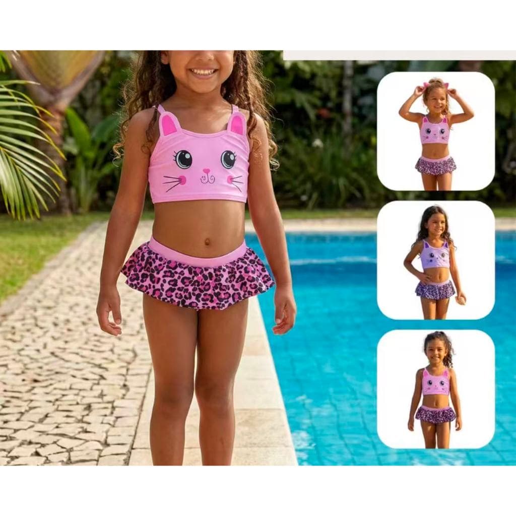 Biquini com Babadinho Premium Infantil Estampado com forro - Biquíni (Tamanho 2 a 8 anos) PREMIUM-1504