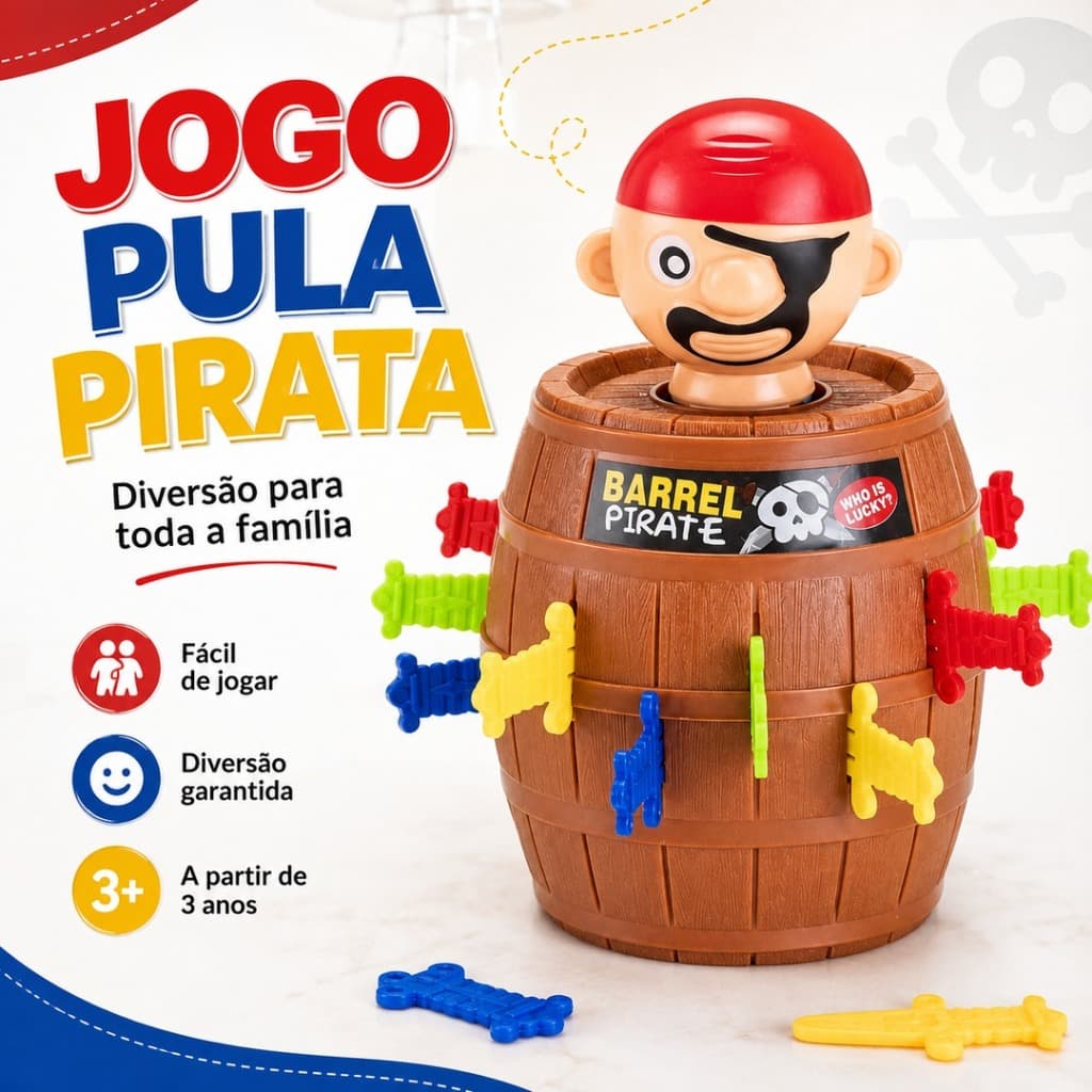 Jogo De Mesa Barril Pula Pirata Grande 16 Adagas Brinquedo Infantil