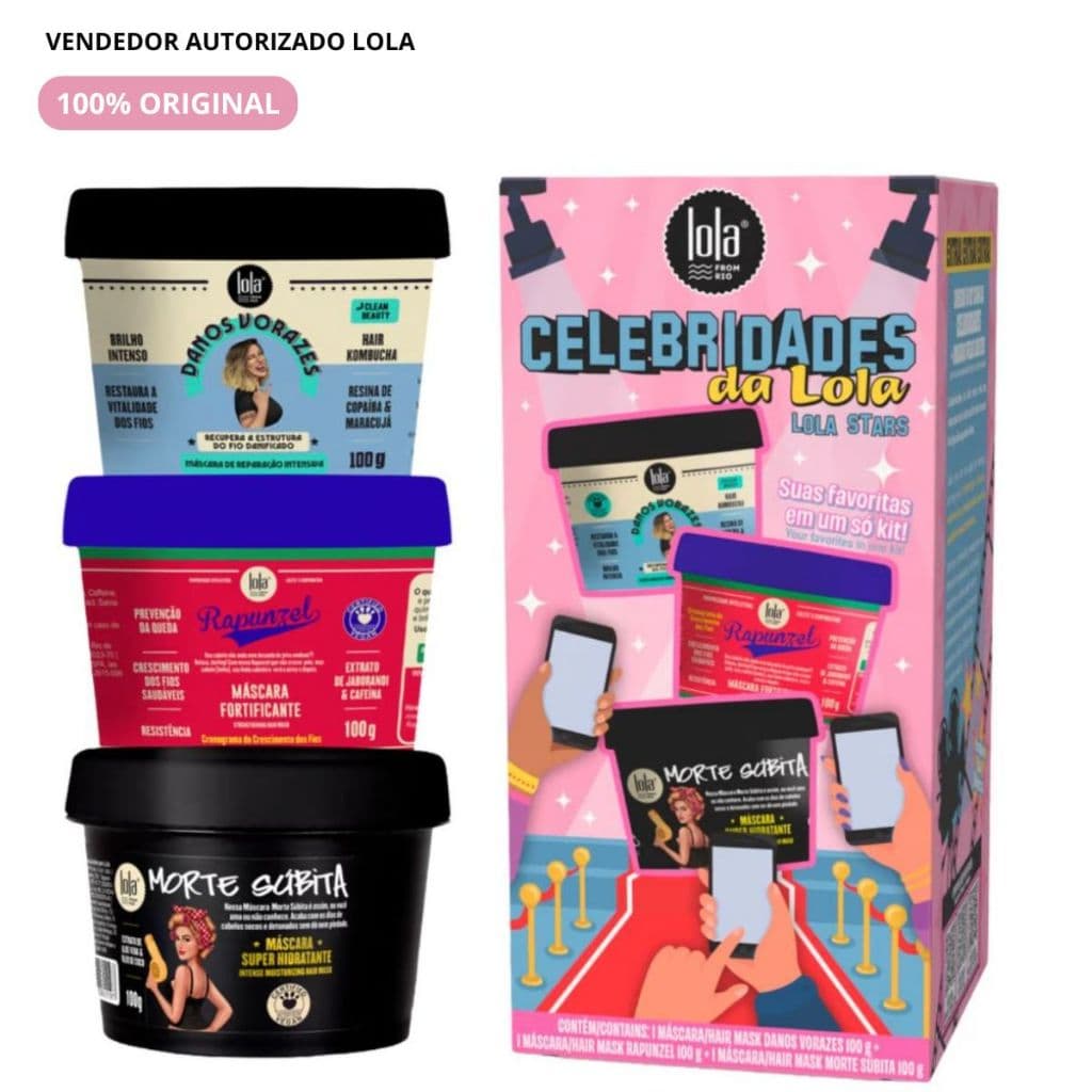 Kit Celebridades Lola Cosmetics Original | Danos Vorazes + Rapunzel + Morte Súbita 100g | Suas Favoritas em um Só Kit