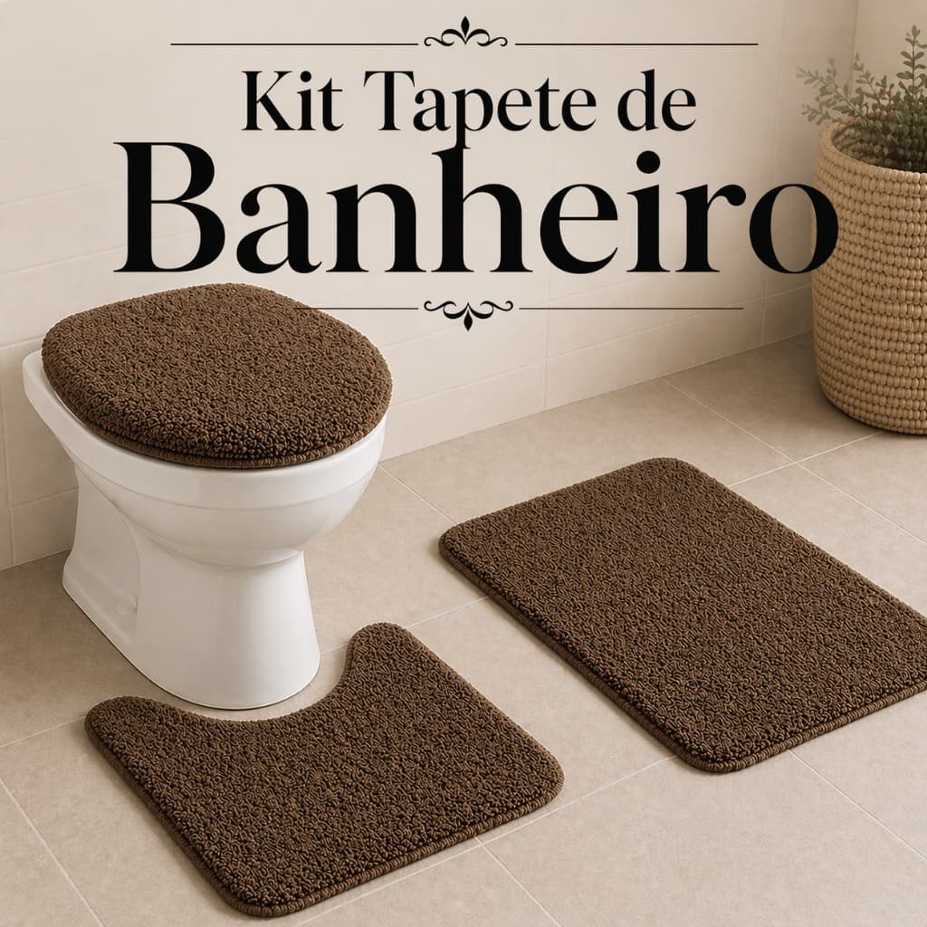 Kit Tapete Banheiro 3 Peças Pelo Baixo 100 Algodão Antiderrapante Felpudo
