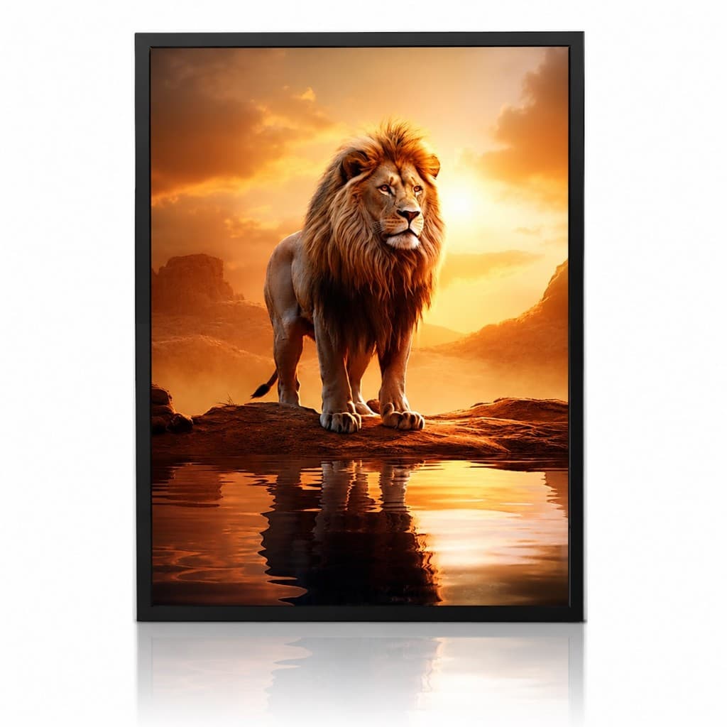 Quadro Decorativo Leão de Judá Reflexo na Água