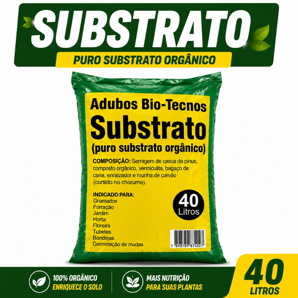 Substrato 40L 15kg, Para Plantio, Germinação, Horta, Jardim, Flores, Vasos, Plantas, Gramado, Floreiras