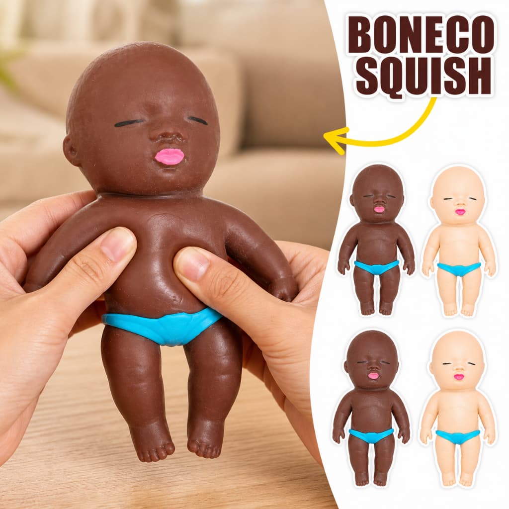Brinquedos De Apertar De Boneca Preta Branca Mole De Recuperação Lenta - Brinquedo De Alívio De Estresse Simulaçao