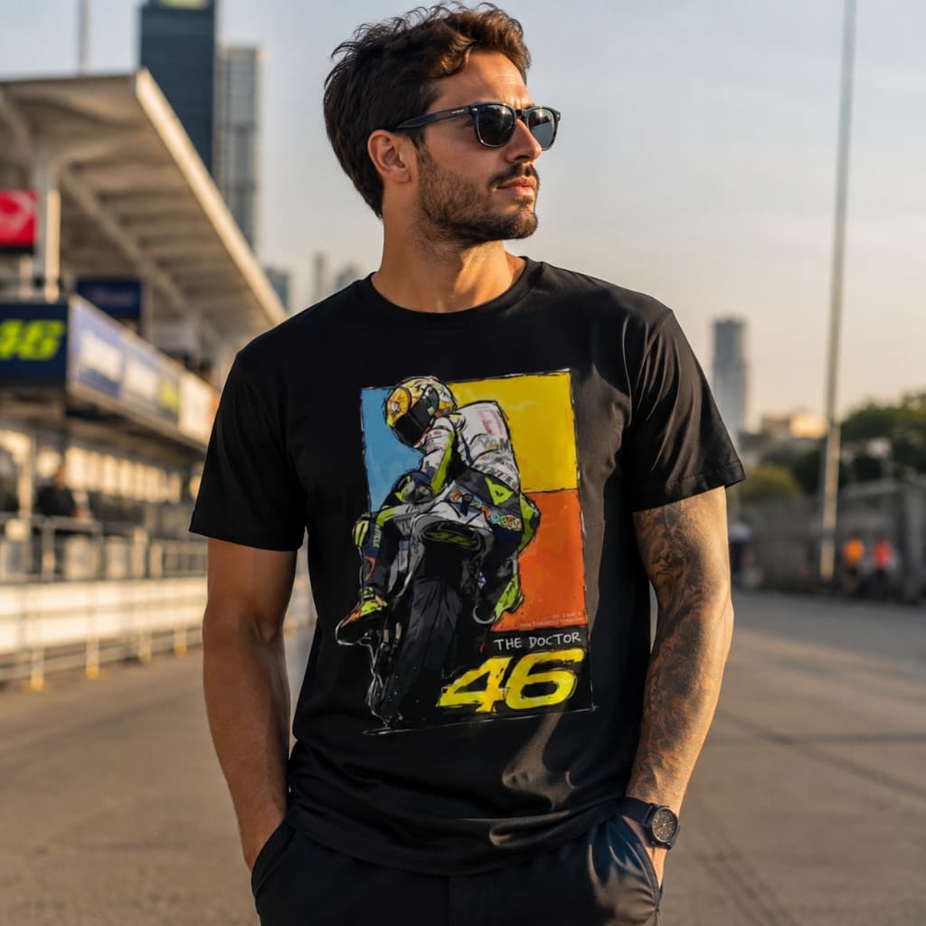 Camiseta Masculina VR 46 Valentini Rossi Premium Algodão 100% | Estampa Exclusiva Streetwear