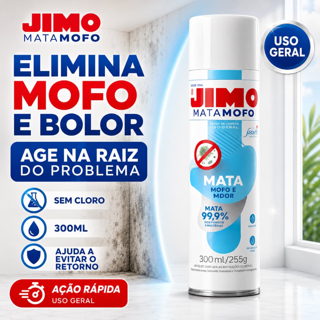 Mata Mofo Spray 300ml Jimo Multiuso Anti Mofo Banheiro Azulejo Rejunte Elimina Fungos