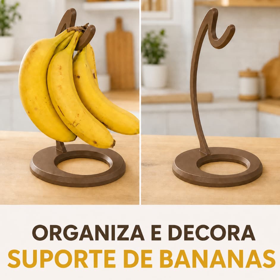 Suporte para Bananas de Mesa com Gancho Fruteira Porta-Bananas Organizador para Cozinha Mantém Frutas Conservadas