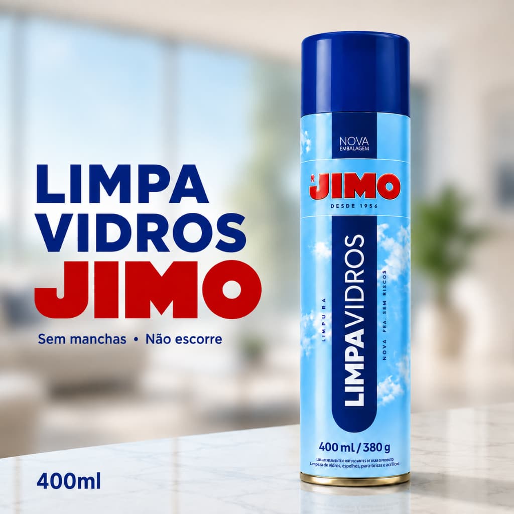 Spray Limpa Vidros JIMO 400ml Sem Manchas Não Escorre Limpeza Vidros Espelhos Para-brisas