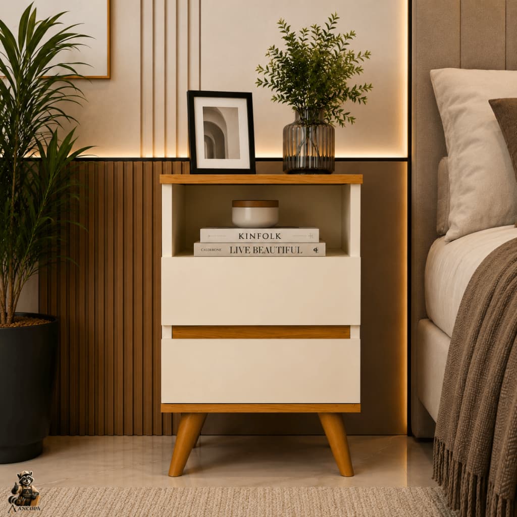 *QUEIMA DE ESTOQUE* Mesa de Cabeceira POP com 2 Gavetas e Nicho Criado Mudo Moderno para Quarto
