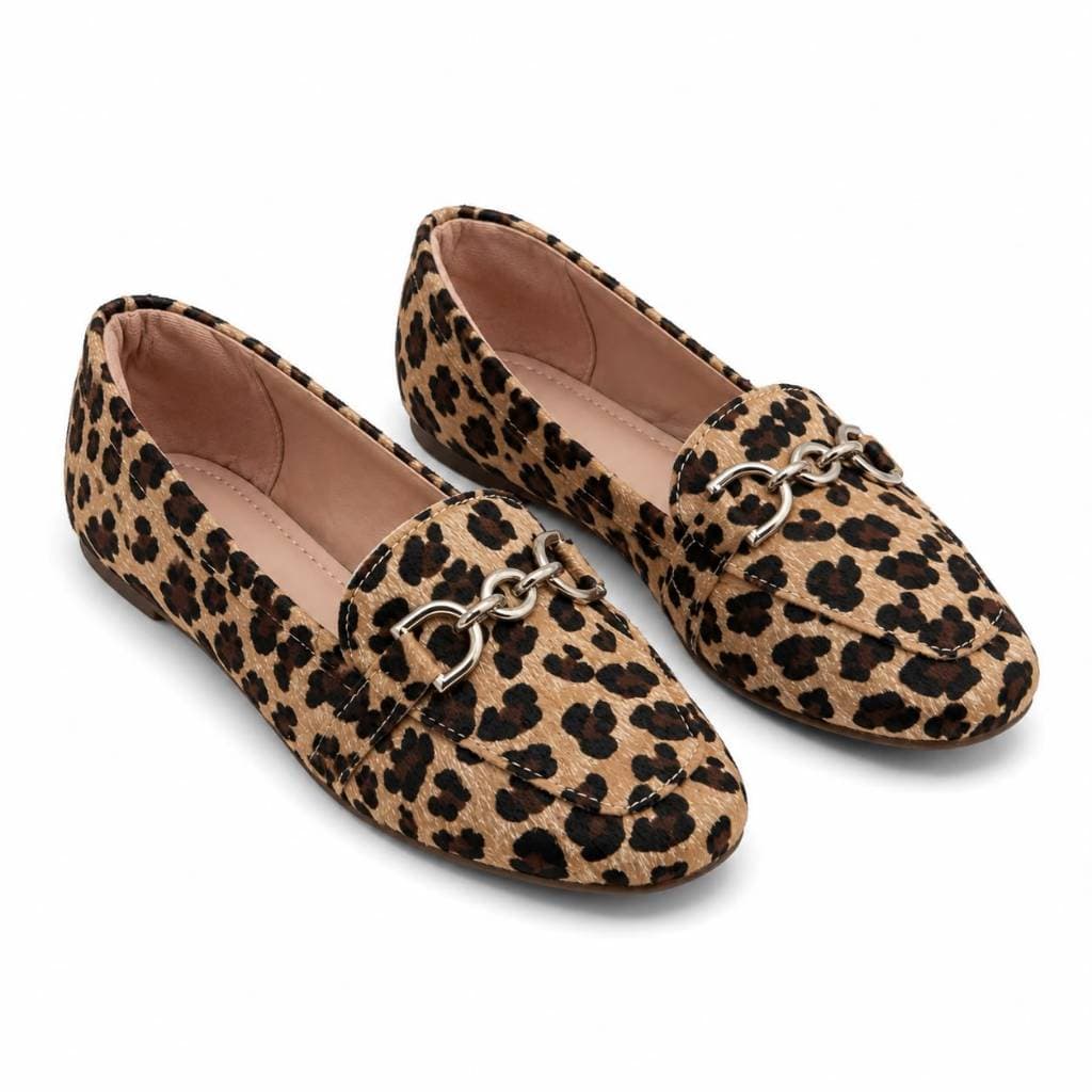 Sapatilha Feminina Mocassim Bico Quadrado Corrente Confort Casual Metalizado Ouro Light DEBB STORE JAU