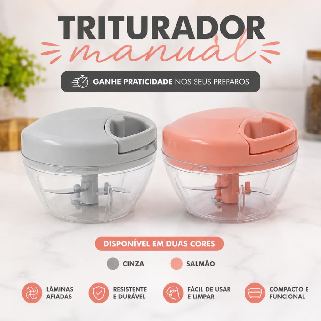 Mini Processador 500ML Triturador De Alimentos Manual 3 Laminas ENVIO IMEDIATO!!