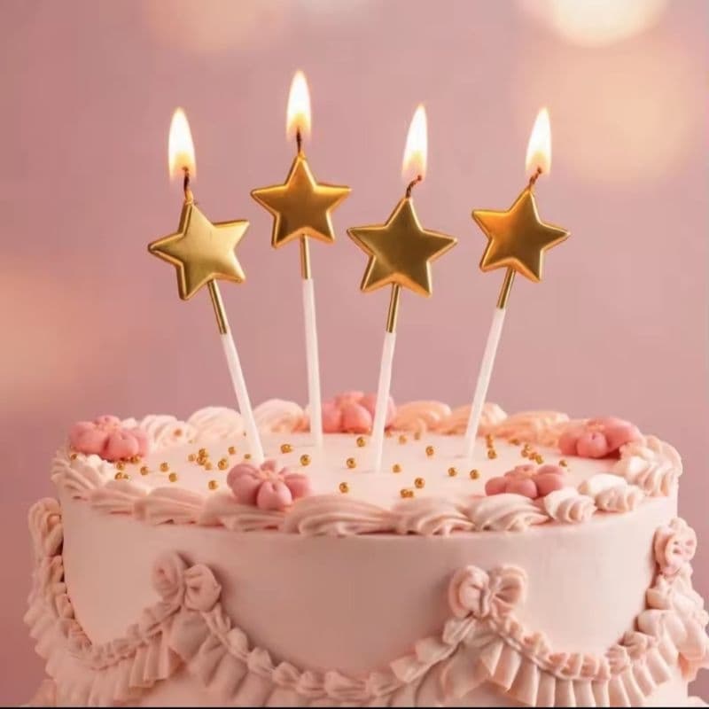 Velas Decorativas para Bolo- Estrela Dourada Metalizada 4 unidades no pacote