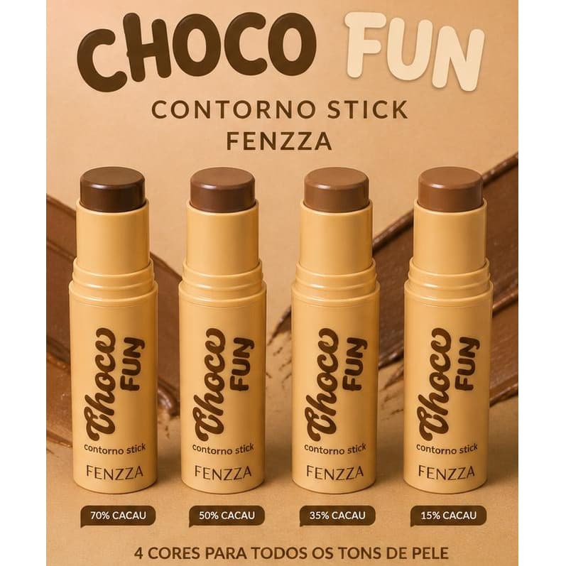 Contorno Stick Fenzza Choco Fun Facial Cremoso 4 Tons Cacau