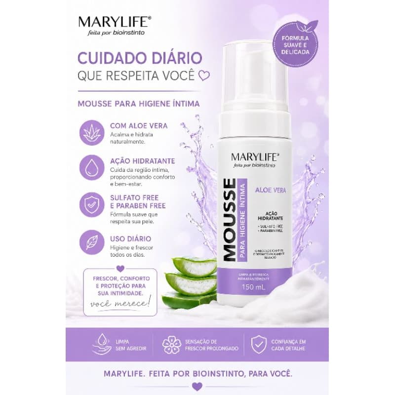 Mousse para Higiene Íntima Marylife Aloe Vera