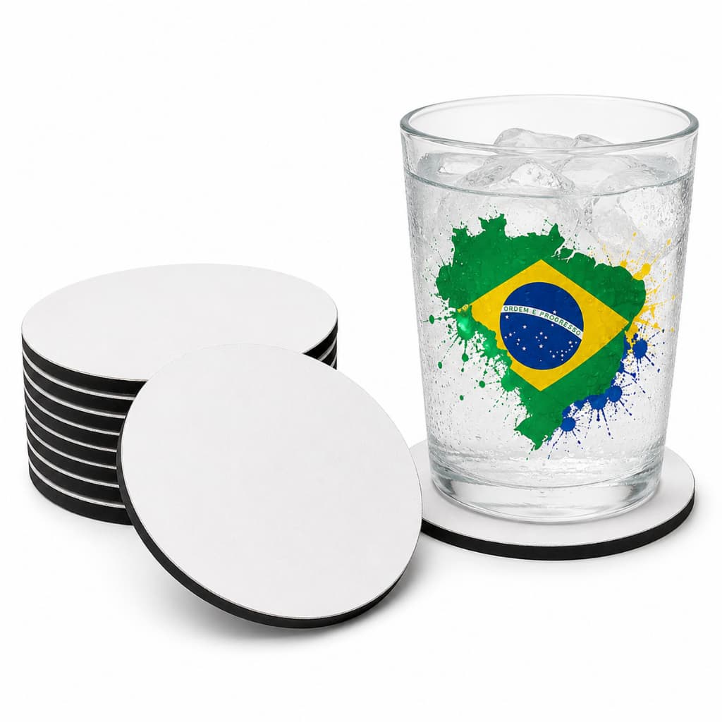 50 PORTA COPOS REDONDO LISO SEM PERSONALIZAÇÃO PARA SUBLIMAR NEOPRENE 9X9