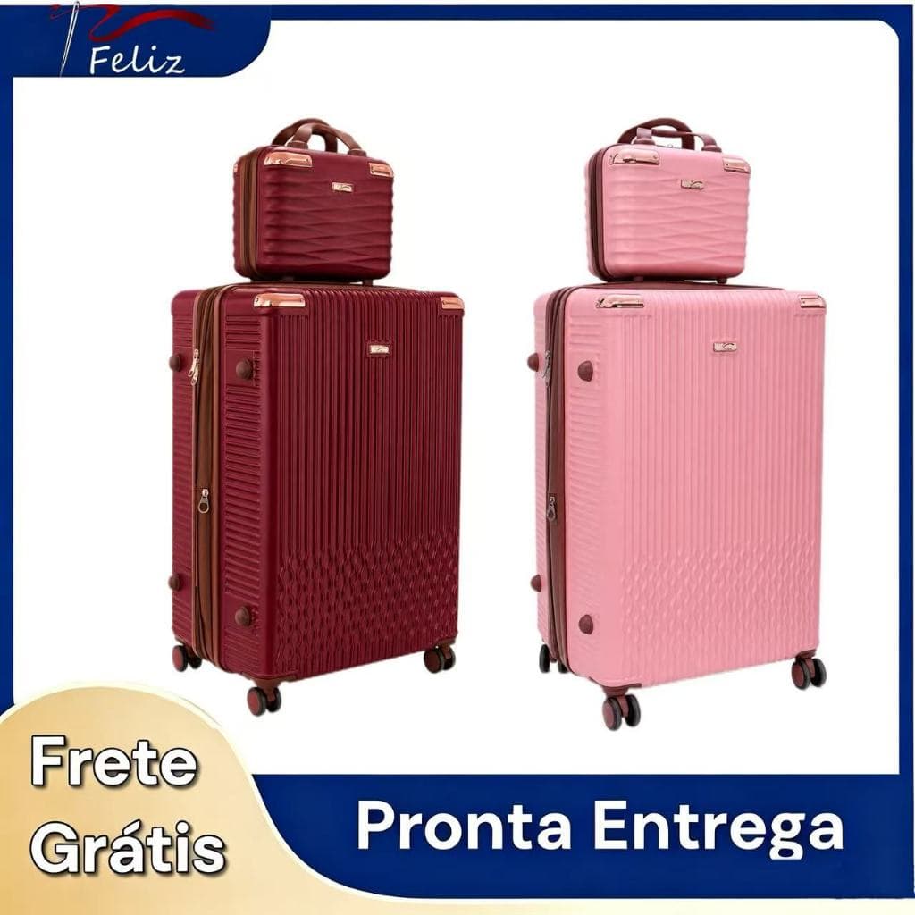 MALA+FRASQUIERA GRANDE Expansível de viagem 50kg zíper duplo com rodinha 360º  Mala para viagem com senha