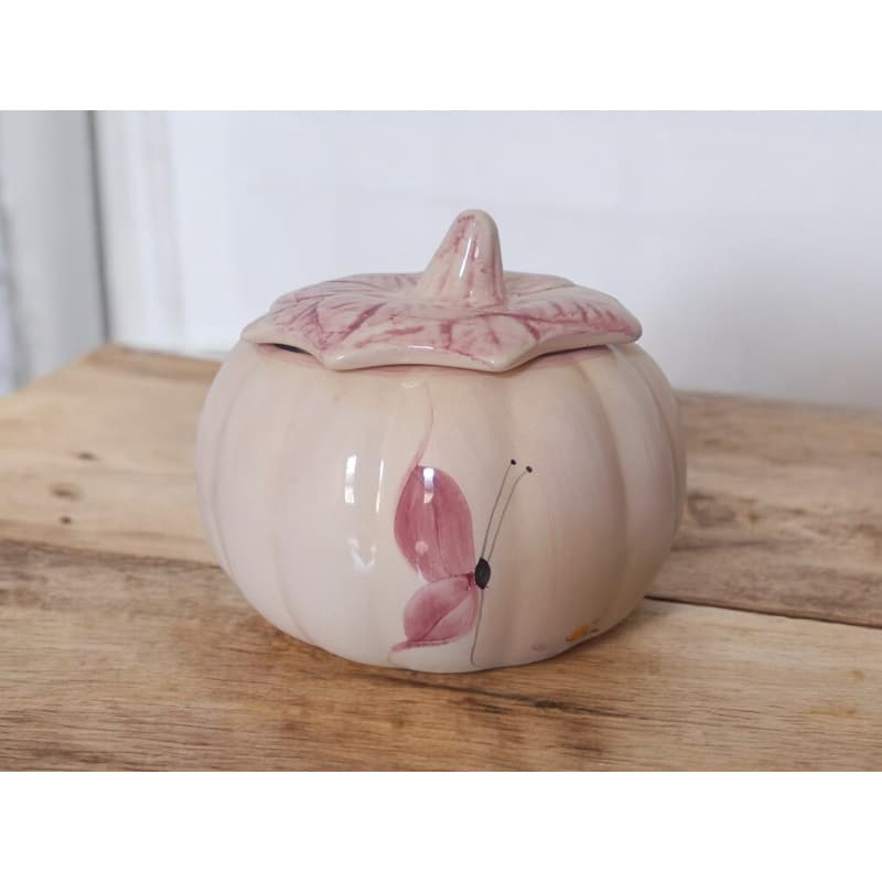 Sopeira Cumbuca Moranga Com Tampa 850 Ml Em Porcelana Para Caldos Sopas Feijoadas Mesa Posta Branco Delicado Borboleta