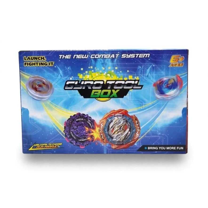 Kit Thunder Gyro Tool Box 8 Piões + 2 Lançadores + Maleta de Transporte Brinquedo Infantil Piões de Batalha
