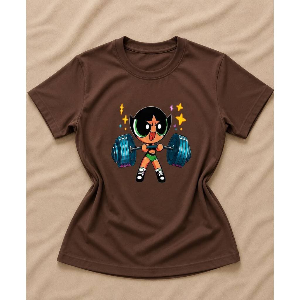 Camisa T-Shirt Meninas Superpoderosas Docinho Camisa 100% Algodão Feminina Treino Academia Florzinha Lindinha