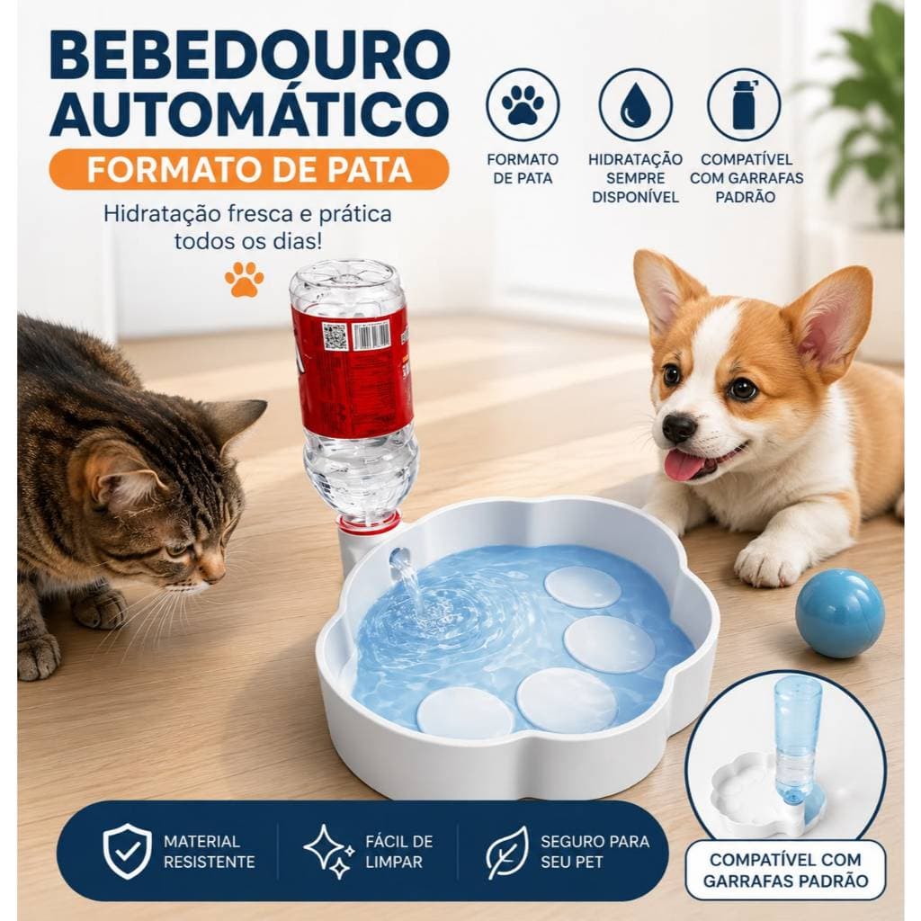 Bebedouro Pet Automático Para Cães e Gatos Com Bombona para garrafa pet
