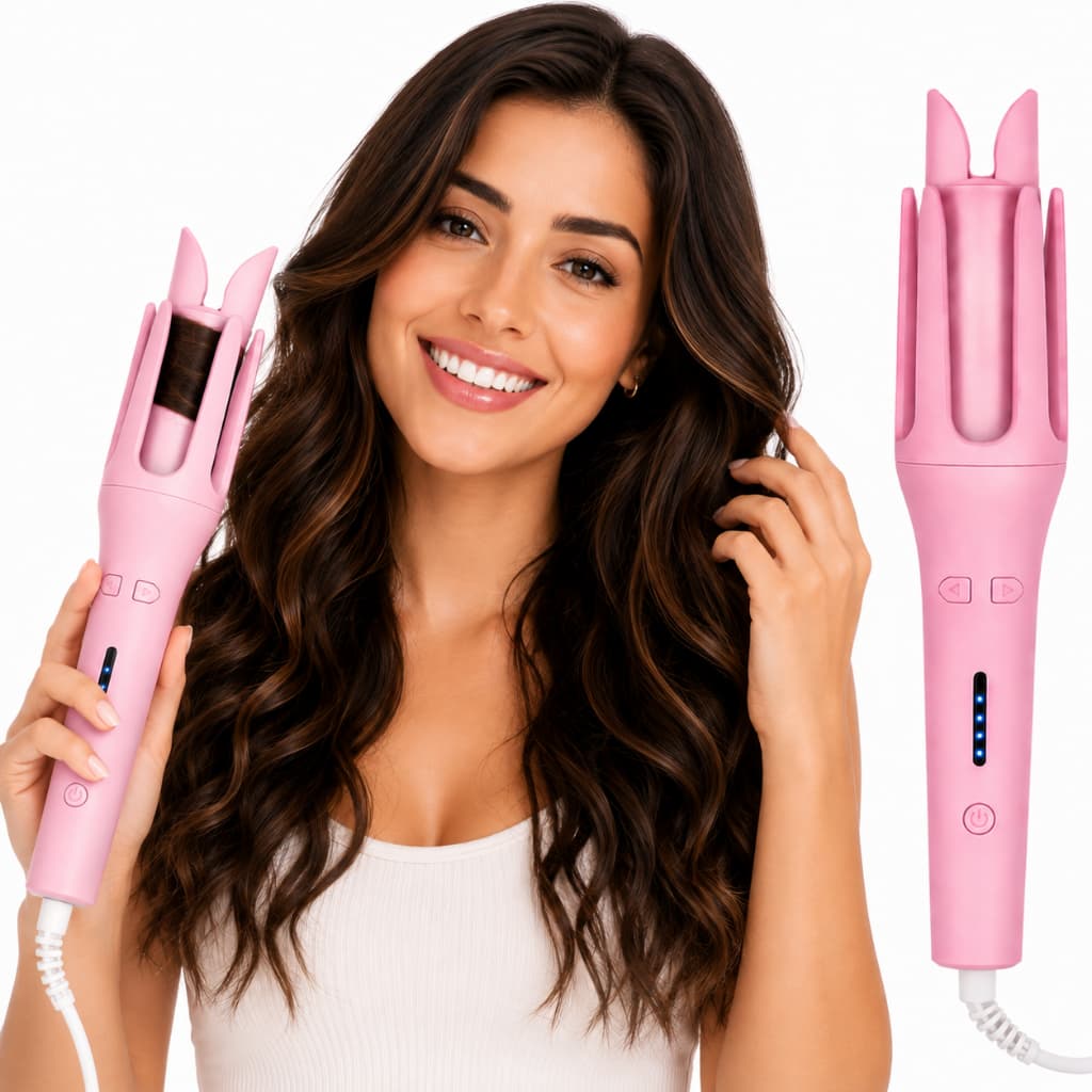 Modelador de Cachos Automático Giratório Profissional Cabelo Ondulado e Cacheado Efeito Salão Bivolt
