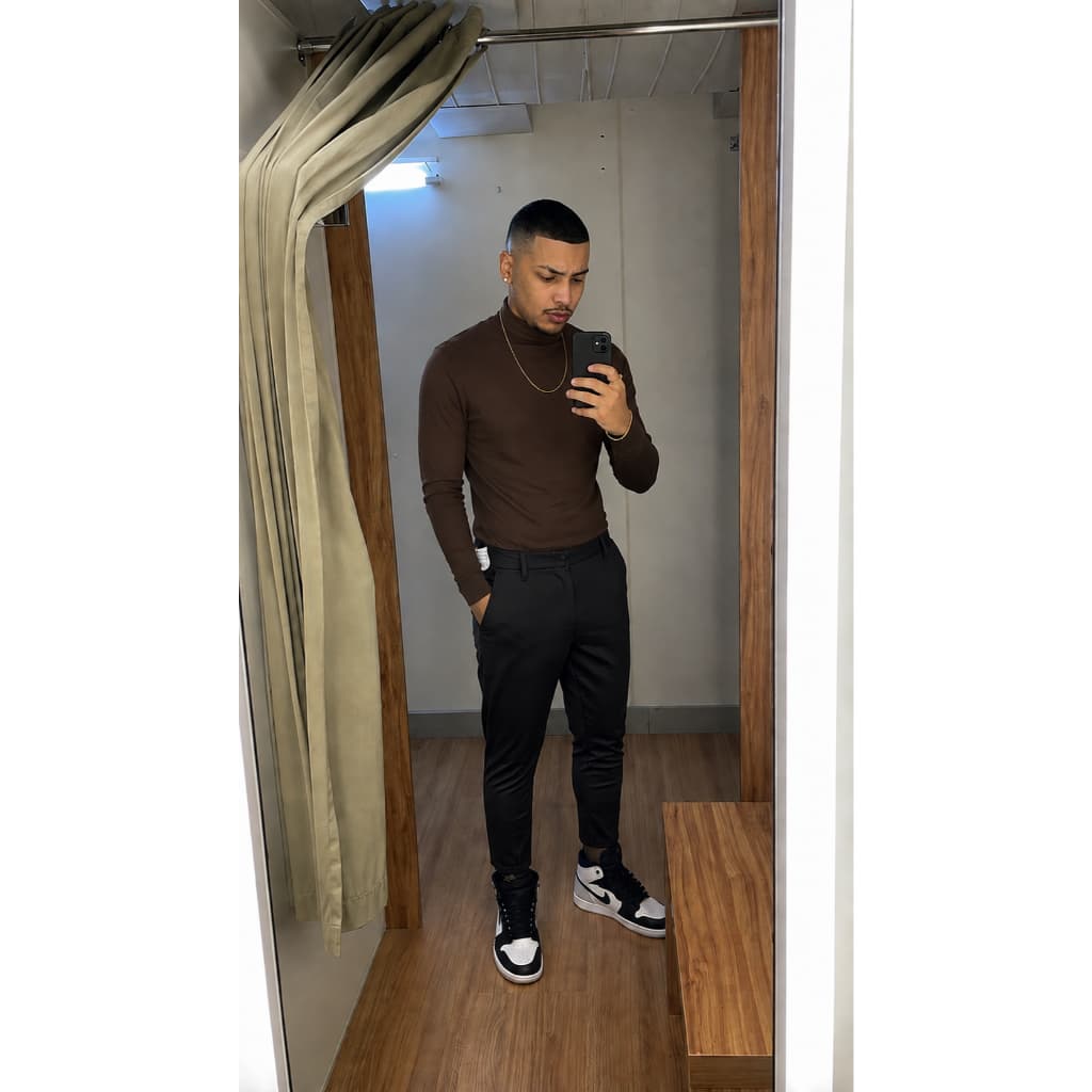 Blusa Masculina Manga Longa Gola Alta Premium Alta Gramatura Suplex Premium Para Trabalho Escritório