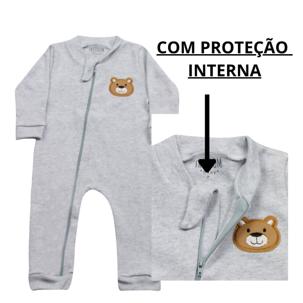 Macacão Romper Algodão Manga Longa Menino Roupa de Bebê