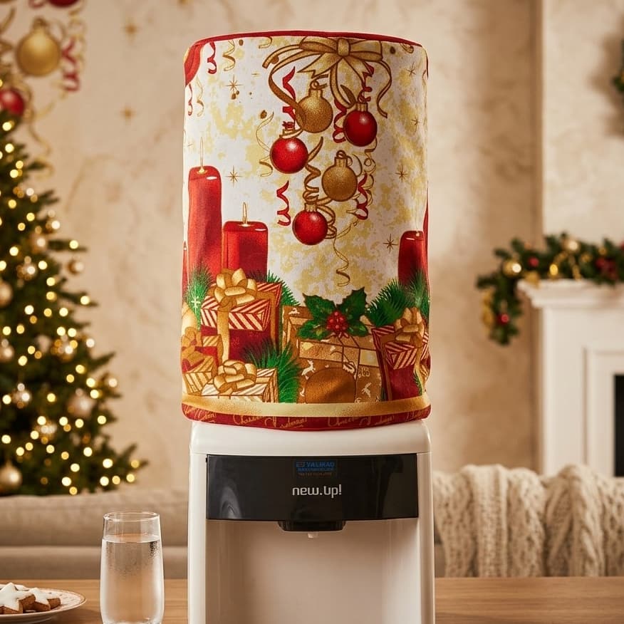 Capa para Galão de Água 20 Litros Estampa Natalina Tecido Oxford Acabamento em Viés Decoração de Natal para Cozinha