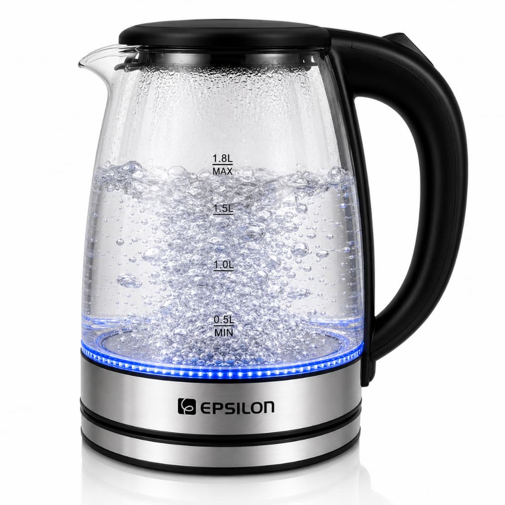 Chaleira eletrica vidro Epsilon Eps-2906 esquentar agua leite 1,8L jarra 1500W