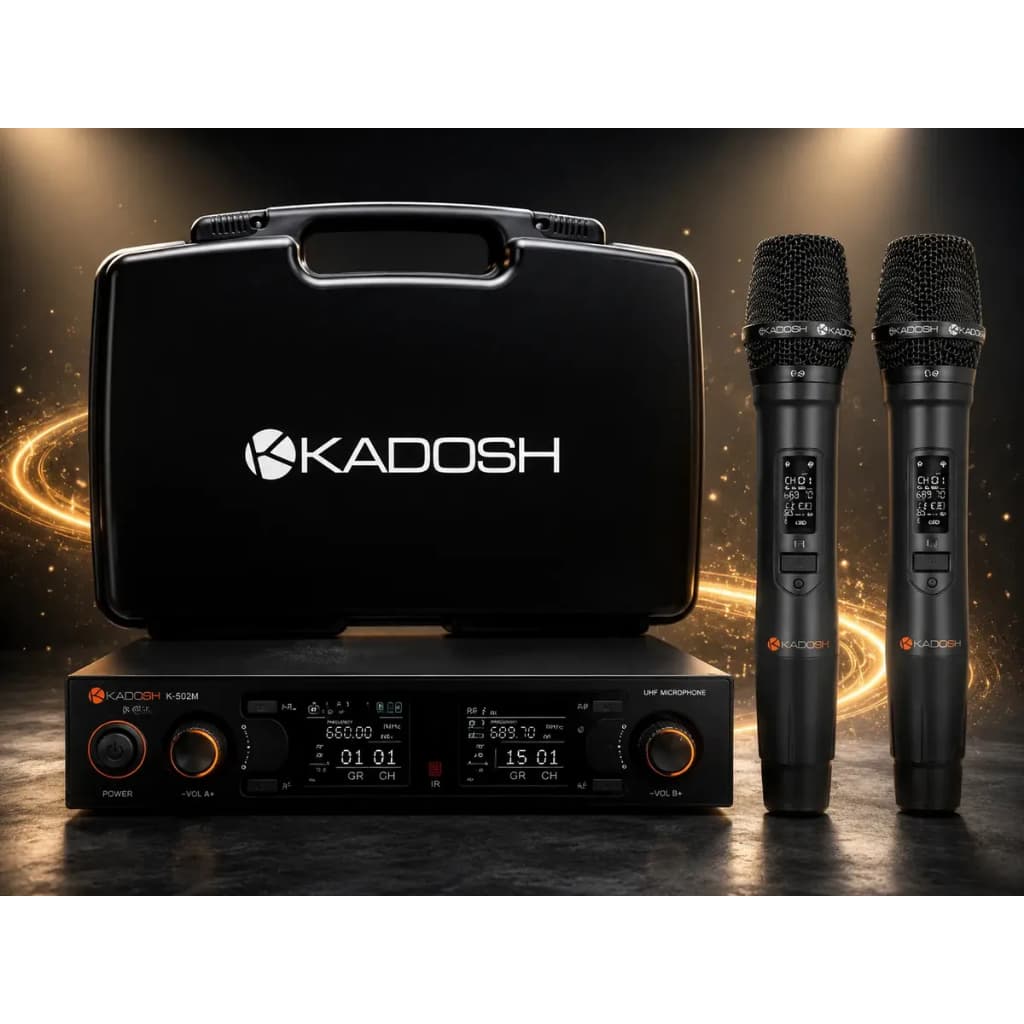Microfone de Mão Duplo Sem Fio Kadosh K-502M Dinâmico