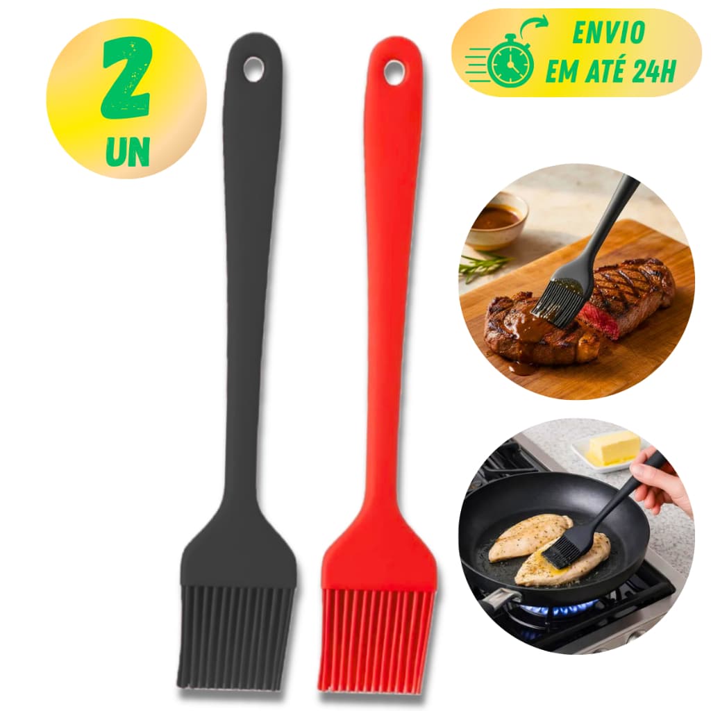 KIT PINCEL DE SILICONE CULINÁRIO RESISTENTE AO CALOR PARA CONFEITARIA E CHURRASCO PARA COZINHA